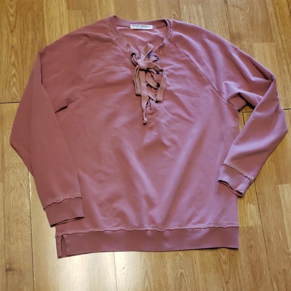Project Social T mauve lace up sweatshirt small